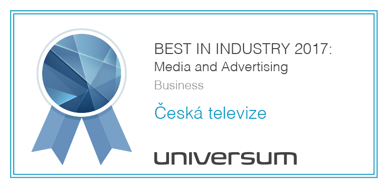 Česká televize získala speciální ocenění BEST IN INDUSTRY 2017: Media and Advertising pro studenty ekonomických oborů.