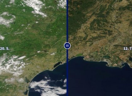 Satelitní záběry ukázaly, jak vlna veder změnila vegetaci Evropy